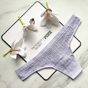 NWT PINK VICTORIA'S SECRET CABLE KNIT SEAMLESS THONG PANTY IN PASTEL LILAC SMALL